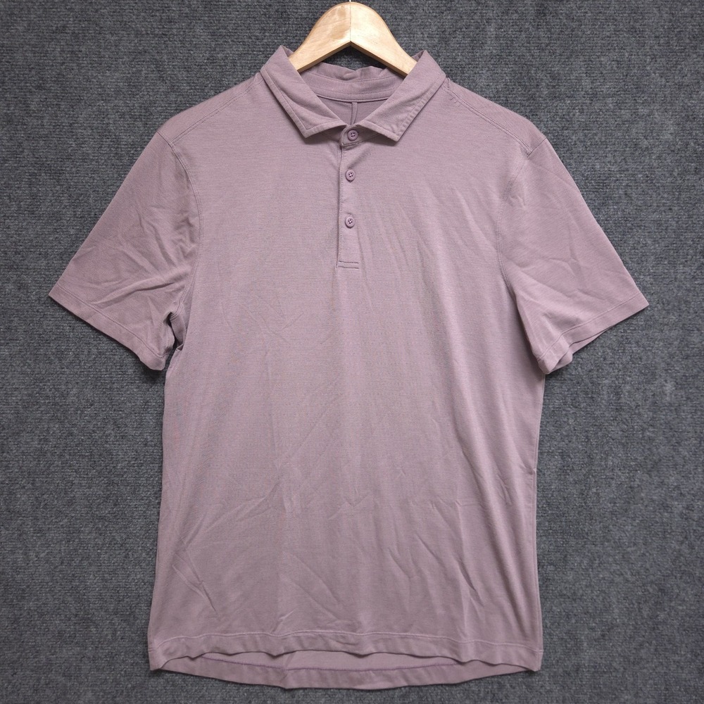 Lululemon Evolution Polo Shirt Mens Small Purple Short Sleeve Performance Casual